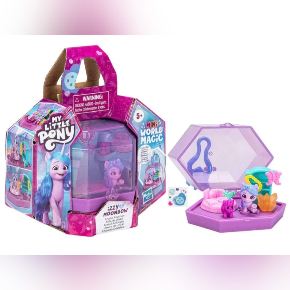 My Little Pony MINI Izzy Moonbow Crystal Keychain World Magic Portable Playset